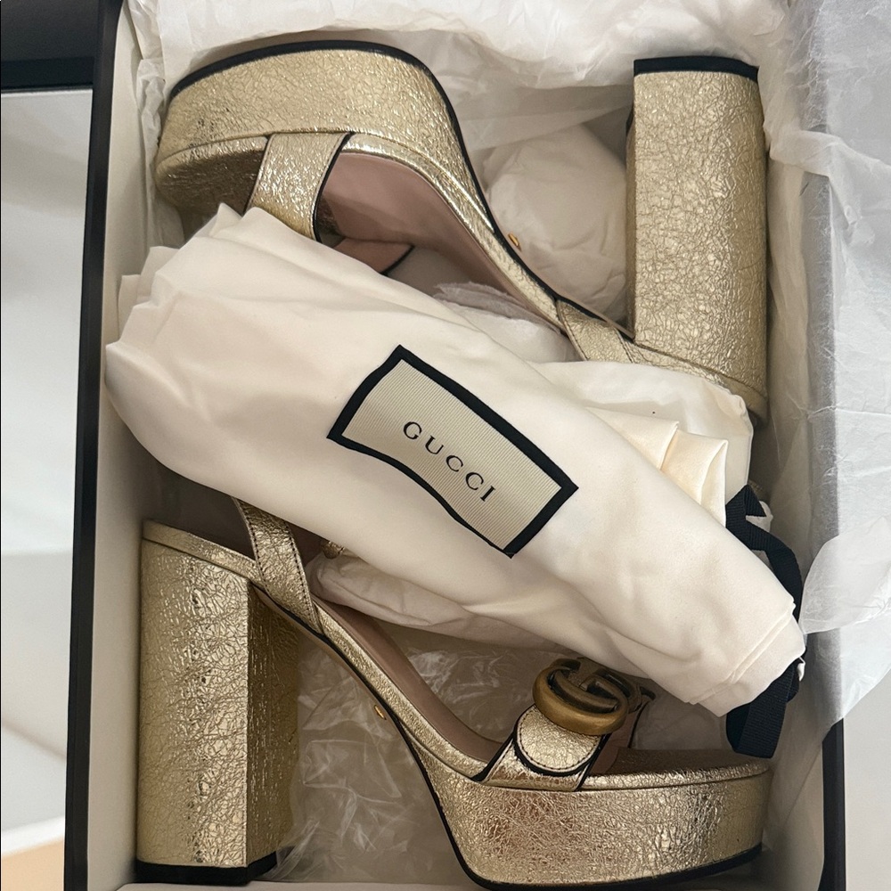 Gucci Metallic Gold Women's Heels - Picture 10 of 11